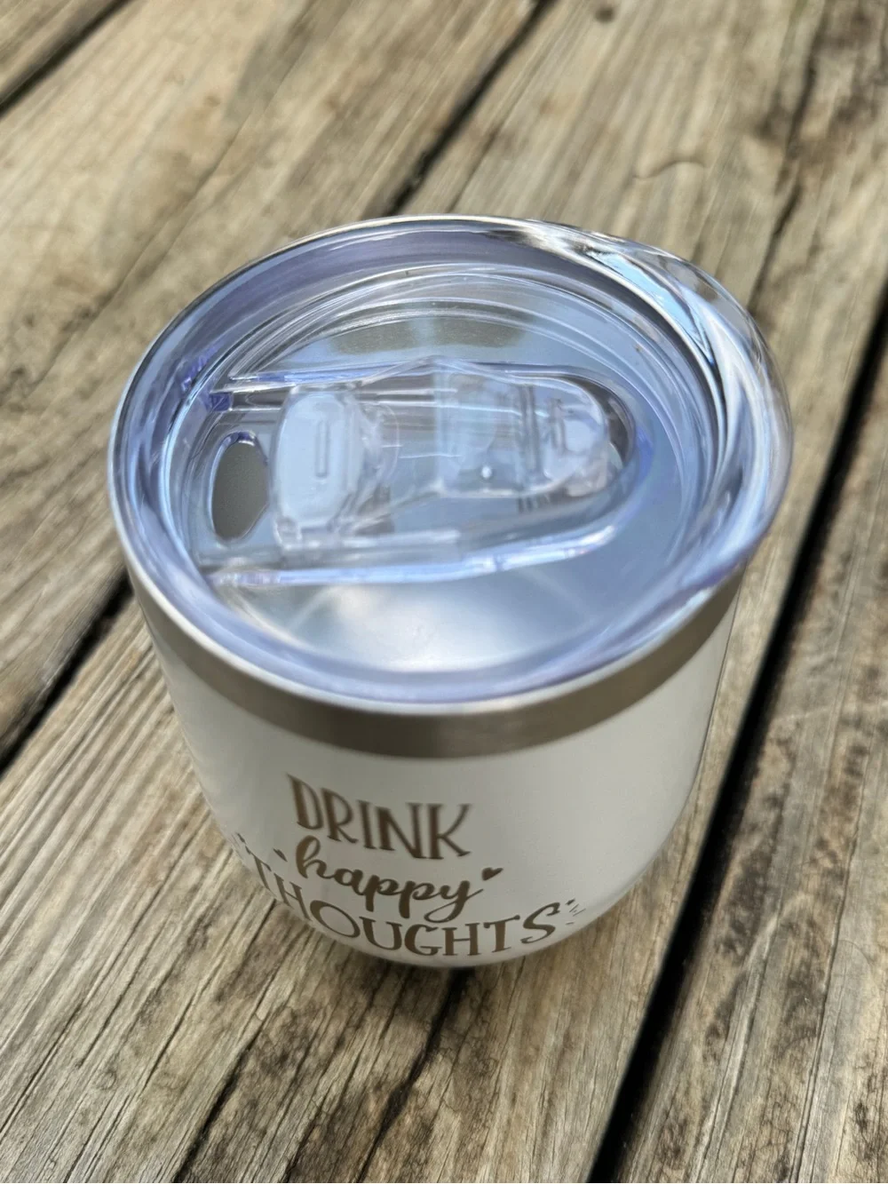 Drink Happy Thoughts insulated tumbler